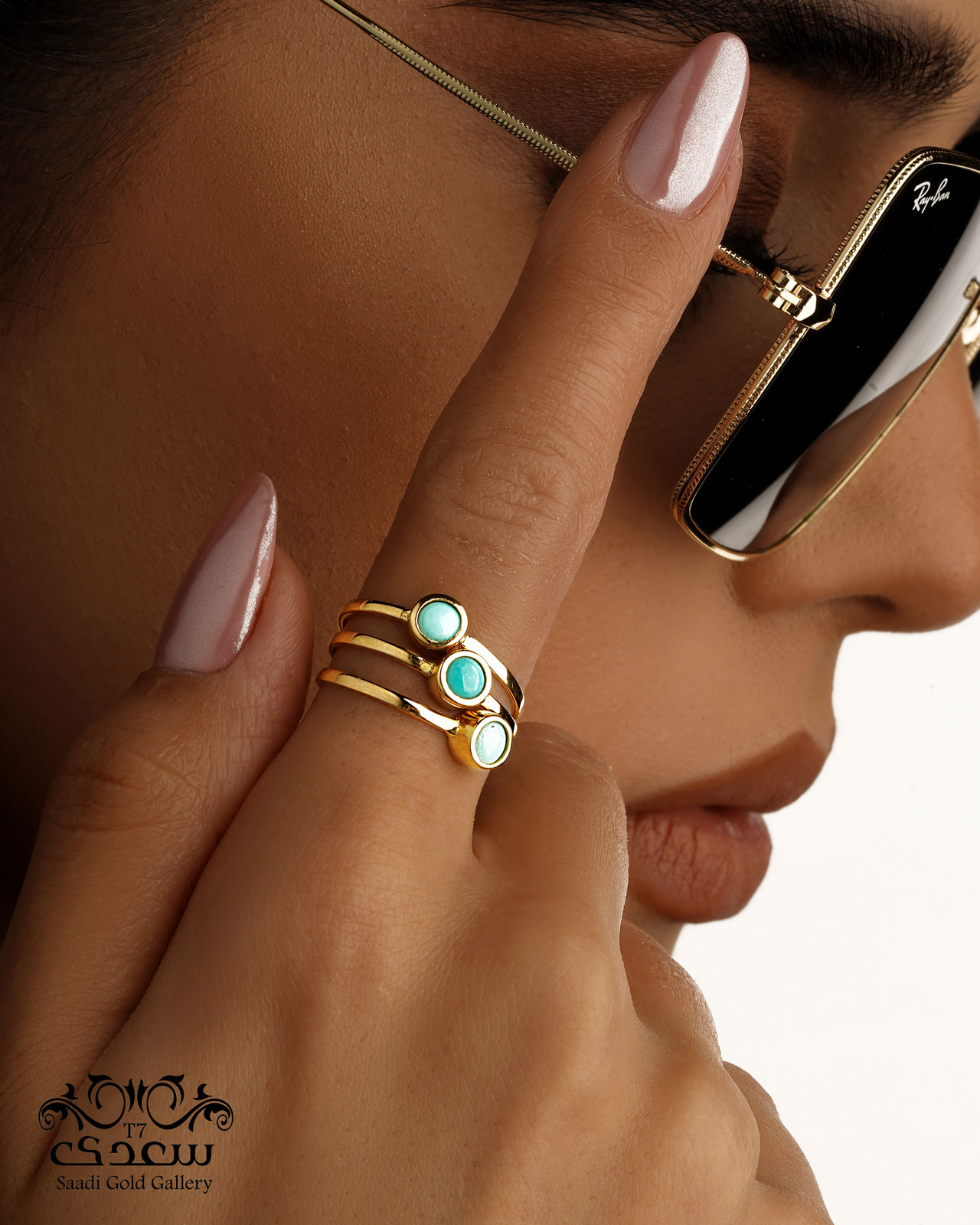 Turquoise-Button-Gold-Ring