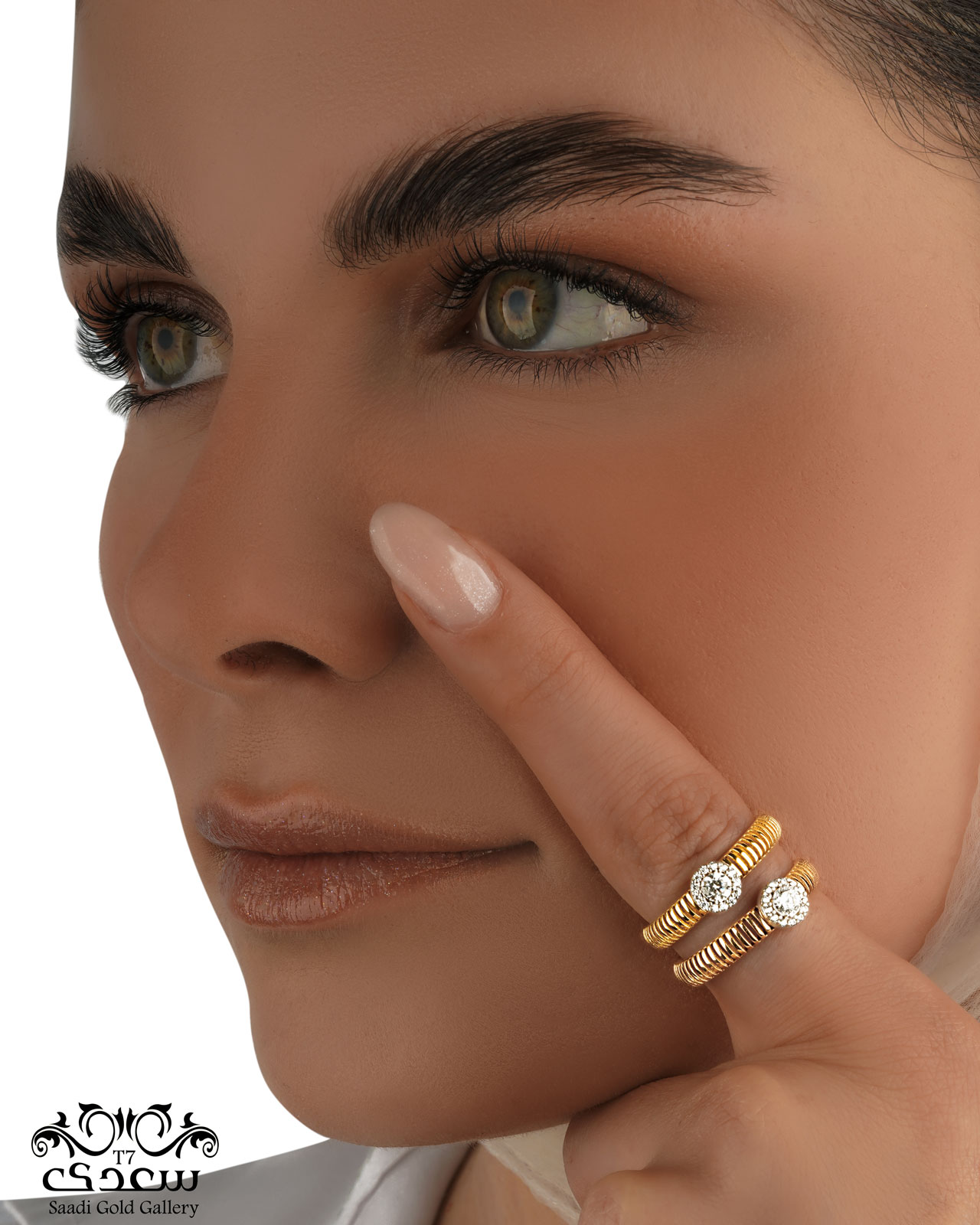 انگشتر ولنتینو گلد و سنگ گرد