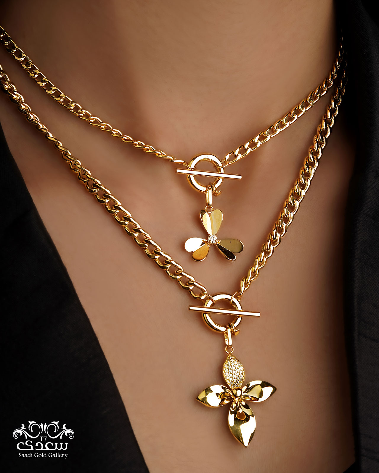 گردنبند کارتیه و حلقه میله 5 میل