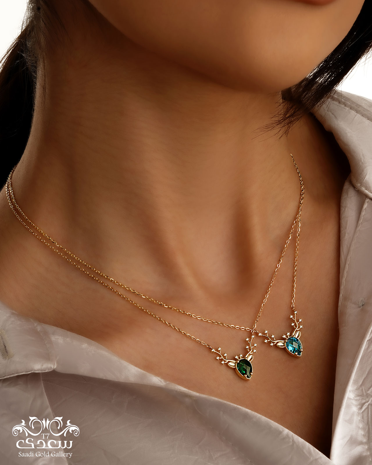 گردنبند گوزن و اشک سبز